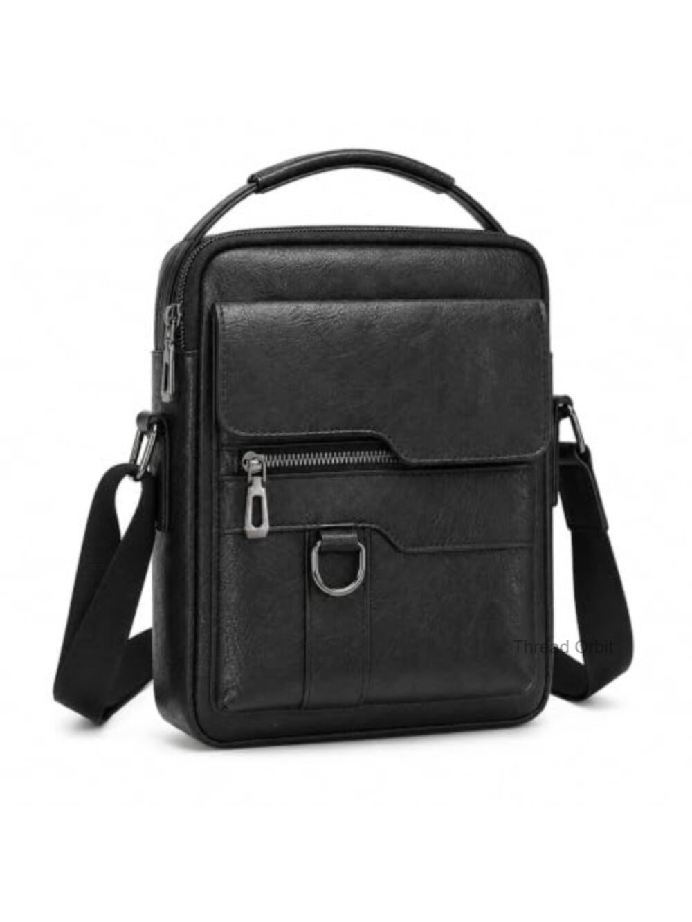 Men's PU Leather Crossbody Messenger Bag with Handle Adjustable Strap